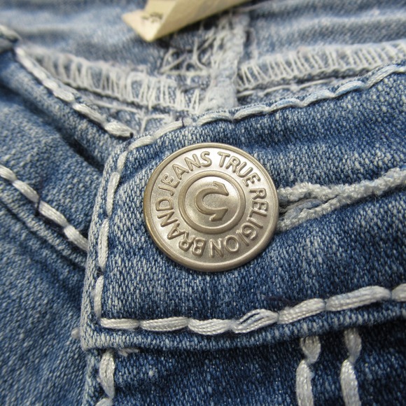 True Religion Jeans Women 30x31 Medium Wash Low Rise Thick Stitch Bootcut USA‎ - Picture 13 of 16